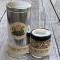 2 cup tin and 1/2 cup jar size options for Coconut Rum loose leaf tea