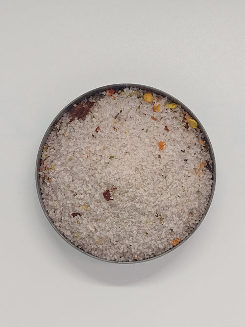 Small round dish full of Devil's Peak Pacific Sea Salt