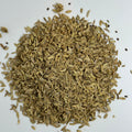 over head view of a loose pile of organic fennel seed
