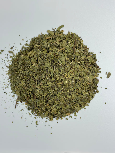 Over head view of a loose pile of Lemon Verbena