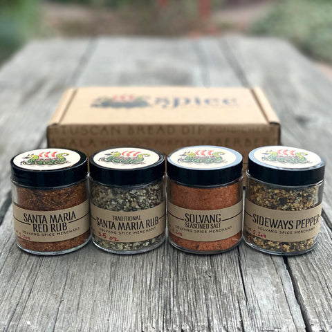 1/2 cup jars of spice blends in the Solvang Gift Set