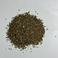 over head view of a loose pile of organic spearmint